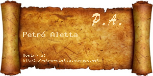 Petró Aletta névjegykártya